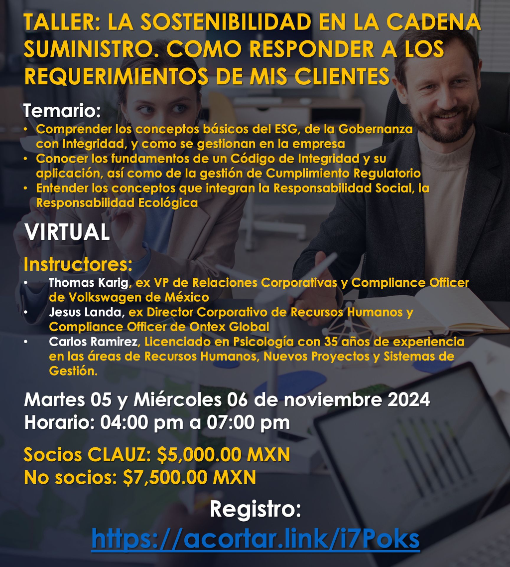 TALLER LA SOSTENIBILIDAD EN LA CADENA SUMINISTRO. COMO RESPONDER A LOS
